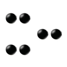 3Pcs Black Glass Collar Button Cuff-Links Men's Simple Electroplated