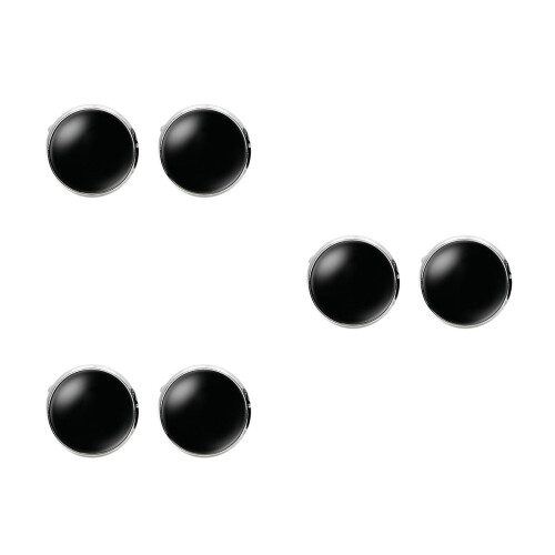3Pcs Black Glass Collar Button Cuff-Links Men's Simple Electroplated