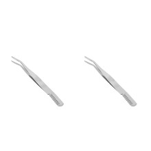 2Pcs Silver Stainless Steel Makeup Tweezer for Eyebrow and Eyelash