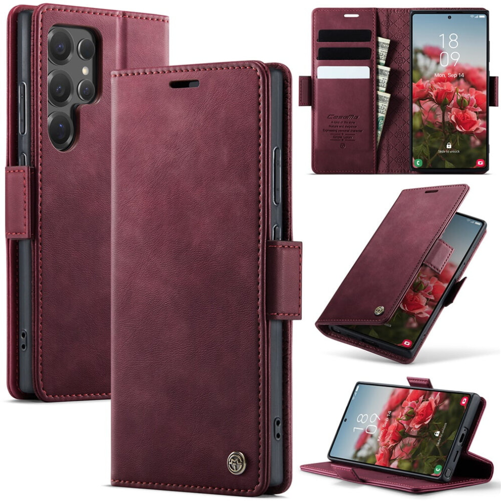 Caseme Calf Leather Wallet Case For Samsung Galaxy S25 Ultra 6.9" Â Rfid Blocking, Magnetic Closure, Card/Cash Slots, Kickstand, Shockproof 9152228573864