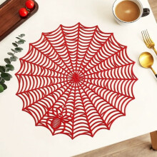 2pcs Insulated Waterproof Non-Slip Dining Table Mats, European Round Spider Web Design, PVC Coaster Mats – Compatible with Standard Tables