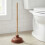 4Pièces Ventouse Caoutchouc Robuste Manche Bois Rouge Pour 4