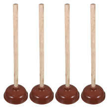 4Pièces Ventouse Caoutchouc Robuste Manche Bois Rouge Pour