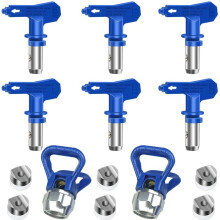 Airless-Farbspritzdüsen-Set mit Schutzvorrichtung, Wendedüsen für Airless-Spritzgeräte, inklusive Düsendichtung, auslaufsicher und