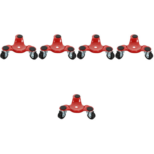 5Stk Möbelschieber Metall 3-Rad Möbelwagen Rot Möbel Transport Tool 2