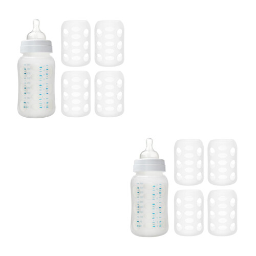 8Pcs Premium Silicone Baby Feeding Bottle Covers White Protector