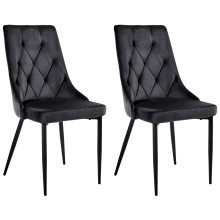 Set of 2 Dining Chairs AVENIR Velvet Black