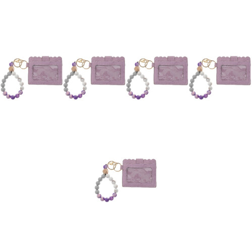 5Pièces Bracelet - Violet Petite Pochette Et Perles Bois 2