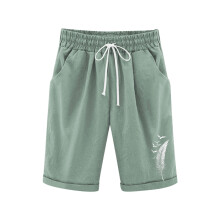 Girls Bermuda Shorts Knee Length Straight Leg Long Shorts Loose Casual Solid Drawstring Elastic Waist Short Pants Green 12-13 Years