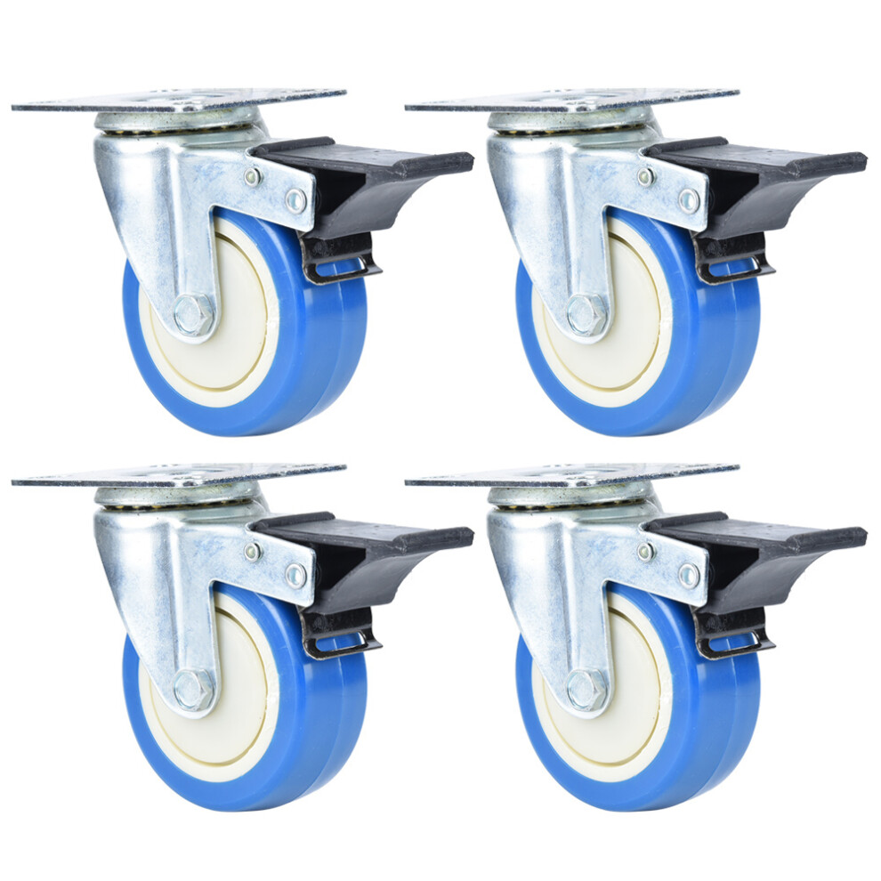 Industrial Caster Wheels Heavy Duty Lockable Bearing Plate360degree Swivel Brake Mechanism Non Marking Noise Reducing Wear Resistant Easy 9557311547768