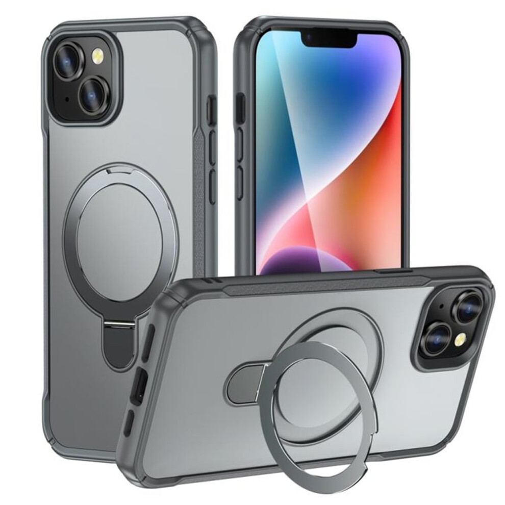 Magnetic Iphone 13 (6.1") Case, Magsafe Compatible, Mil-Grade Shockproof With Invisible Stand & Ring Holder, Grey 9485826667223