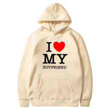 Jeg elsker min kæreste hættetrøje kærlighedshjerte Valentinsdag hættetrøje sweater pullover toppe sød sjove gaver tøj