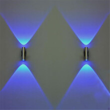 Dubbele LED-wandlamp voor de slaapkamer, blauw aluminium, LED-wandlamp voor huisdecoratie, 2W vintage lamp voor de slaapkamer, 2 stuks