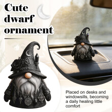 Gotisch kabouterbeeldje, donkere fantasie tuinkabouterfiguur met schedel of punkstijl, voor Halloween, gothic woondecoratie & uniek cadeau, zwart, 1