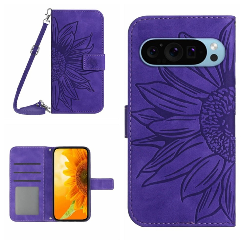 Sunflower Embossed Pu Leather Flip Wallet Case For Google 9152228976528