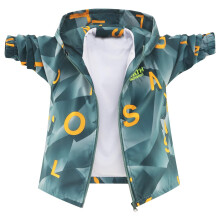 Boys Rain Jacket with Detachable Hood Lightweight Raincoats for Kids Green 13-15 Years