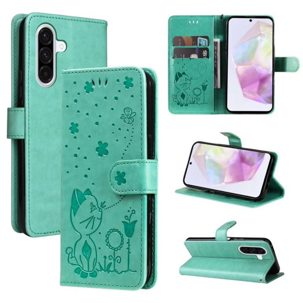 Pu Leather Flip Wallet Case With Magnetic Closure & Card Slots, Compatible With Samsung Galaxy M56 5G / A36 5G 6.7" Green 9418476731327
