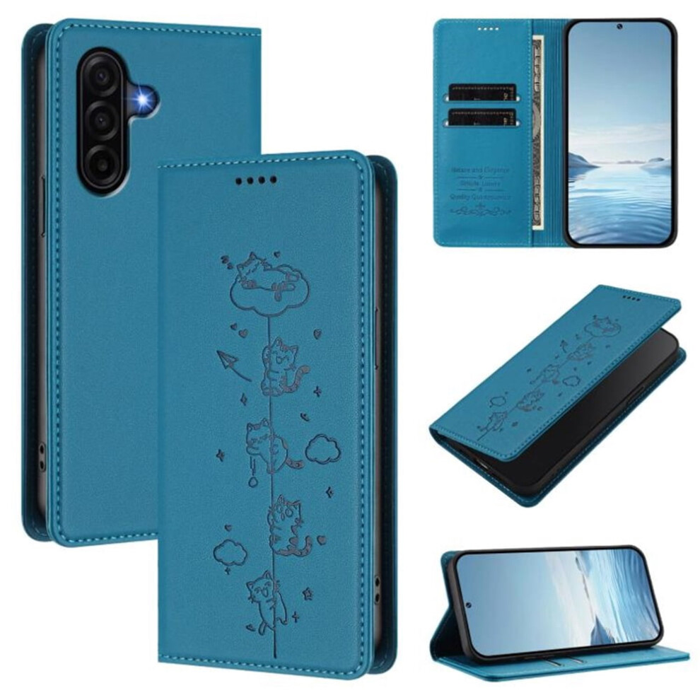 Leather Flip Wallet Case For Samsung Galaxy A37 5G Blue 941196048028