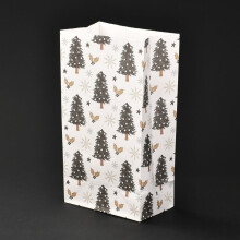 Sacs en papier rectangulaires à motif sapin de Noël, sans anse, pour emballages cadeaux et alimentaires, 12 x 7,5 x 23 cm.