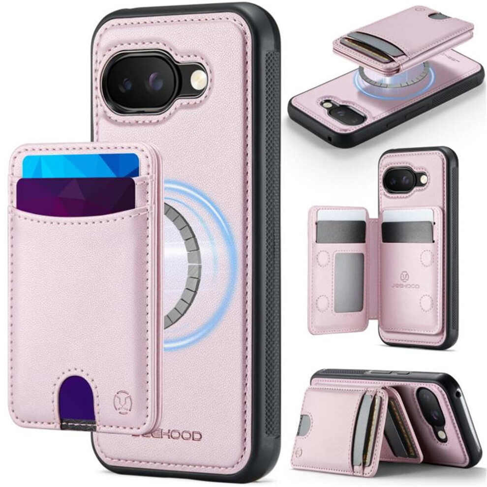 Jeehood Case For Google Pixel 9A Â Rfid Blocking Pu Leather, Compatible With Magsafe, 2-In-1 Wallet & Kickstand, Pink 9193271868088