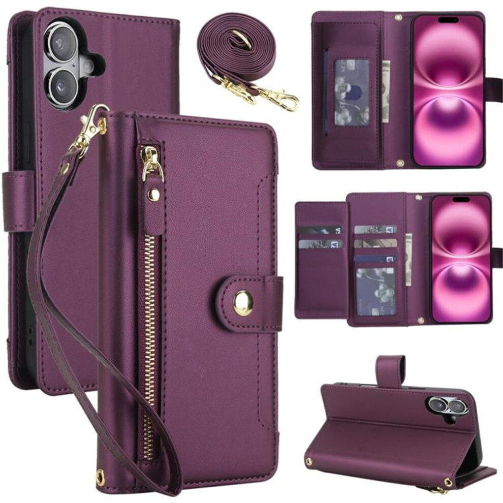 Rfid Blocking Wallet Case For Iphone 16 Plus 6.7 Inch Dark 9152228976078