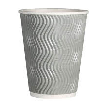 12 oz Disposable Paper Coffee Cups with Lids, Ripple Wall Insulated, Recyclable, for Hot/Cold Drinks (3.54"4.33", 50PCS)