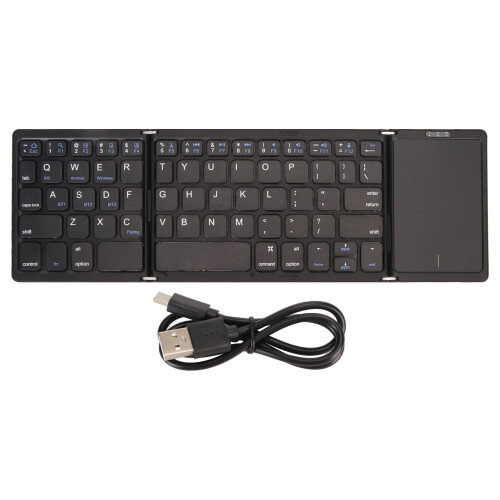 Multi System Compatible Foldable Bluetooth Keyboard Rechargeable Battery Portable Wireless Folding Keypad Touchpad Ultra Slim Design Lightweight