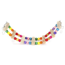 Climbing Ladder Bird Toy, Parrot Swing With Colorful Wooden Beads And Hanging Hook Safe Non Toxic Wood Toy For Mental Exercise And Cage Decoration