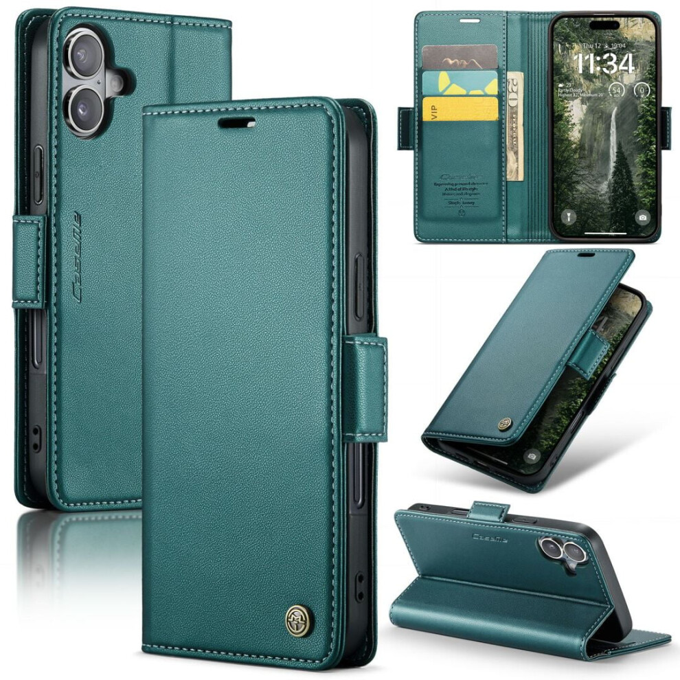 Caseme Leather Wallet Case For Iphone 16 Plus Green 941196045676