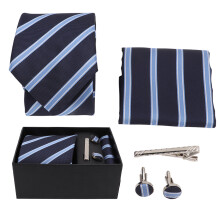 Stylish Men's Formal Necktie Set With Accessories Architectural Stripes Elegant Design Durable Quality Business Fashion Timeless Colorway Gift Box