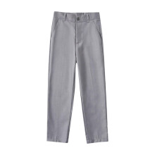 Boys Flat Front Twill Chino Pants Plaid Stretch Slim Fit School Uniforms with Zipper Gray 11-12 Years