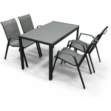 Alivio 5 Piece Metal Outdoor Patio Dining Set with 4 Chairs &amp; Table (Grey)