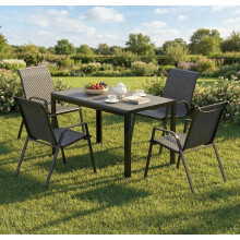 Alivio 5 Piece Metal Outdoor Patio Dining Set with 4 Chairs &amp; Table (Grey)