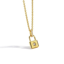 Minimalistische Halskette mit Anhänger in Form eines Nordsternschlosses, 18 Karat vergoldet, mit Zirkonia besetzt, zartes Choker-Halsband für Damen
