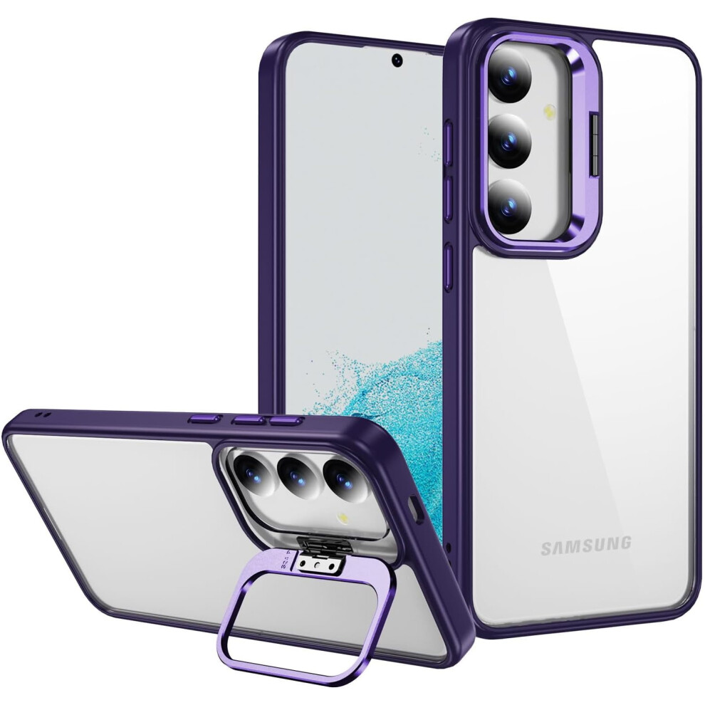 Compatible With Samsung Galaxy S24 Plus Clear Case Â Slim Tpu Translucent Shockproof Cover With Hidden Camera Kickstand, Dark Purple 9193271868484
