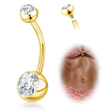 Titanium Belly Button Rings 14G, 8-14mm, Cubic Zirconia, Internally Threaded, Compatible with Standard Navel Piercings (Silver)