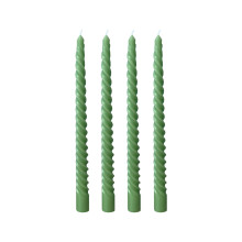 Hosszú, zöld kúpos gyertyák, 23 cm, illatmentes, 4 db-os csomag, elegáns esküvői/bulidekoráció, vegyes viaszból készült asztaldísz