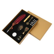 Ink Set Included With Feather Calligraphy Pen And Wax Seal Stamp, Smooth Writing Experience Natural Feathers Adjustable Nibs Handcrafted Design