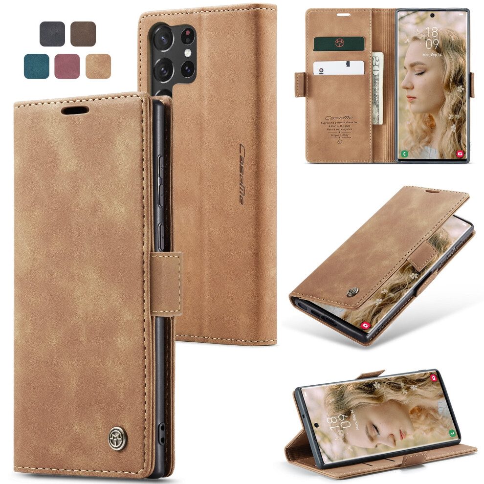 Caseme Leather Flip Wallet Case For Compatible With Samsung Galaxy S23 Ultra 5GâMagnetic, Card Holder, Kickstand, Shockproof 9485826666219