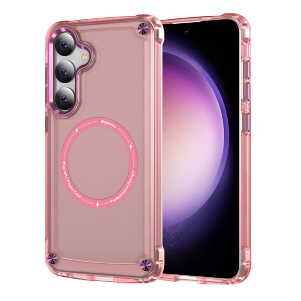 Shockproof Slim Magnetic Case For Samsung Galaxy S24 6.2" – Compatible With Magsafe, Translucent Matte Cover Pink 9152228564619
