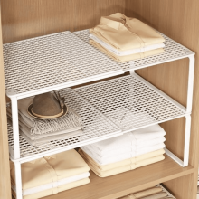 Expandable Rustproof Metal Shelf Rack for Kitchen, Cabinet, Fridge & Bathroom – 2 Pack, White, 10.5-15", Compatible with Standard Cabinets
