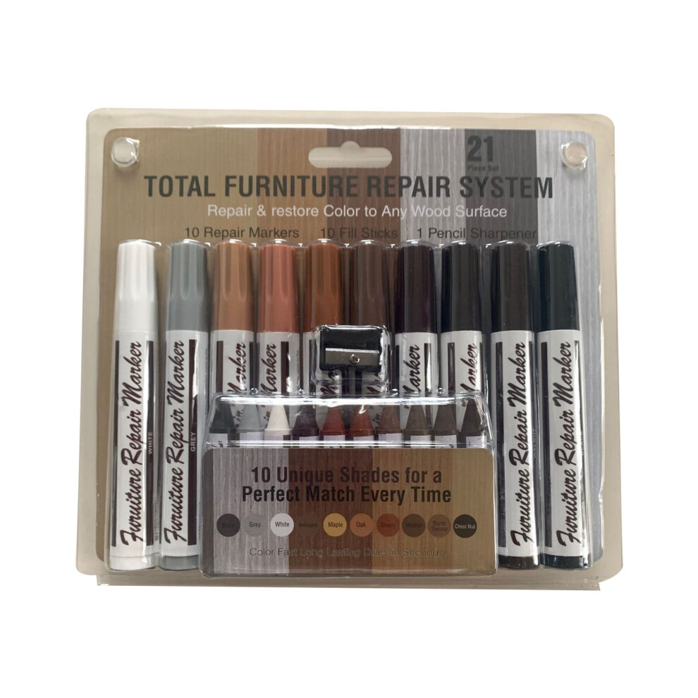 Wood Touch Up Markers & Wax Sticks, 20Pcs Scratch Repair Kit For Furniture/Floor Â Compatible With Wood 9152228568051