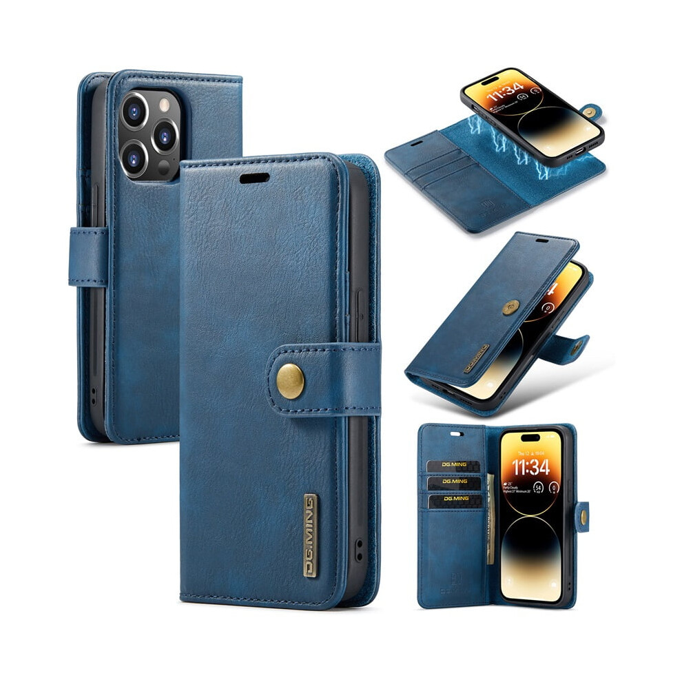 For Compatible With Iphone 13 Pro Crazy Horse Texture Detachable Magnetic Leather Phone Case,,For Compatible With Iphone 13 Pro Blue 9485826668893