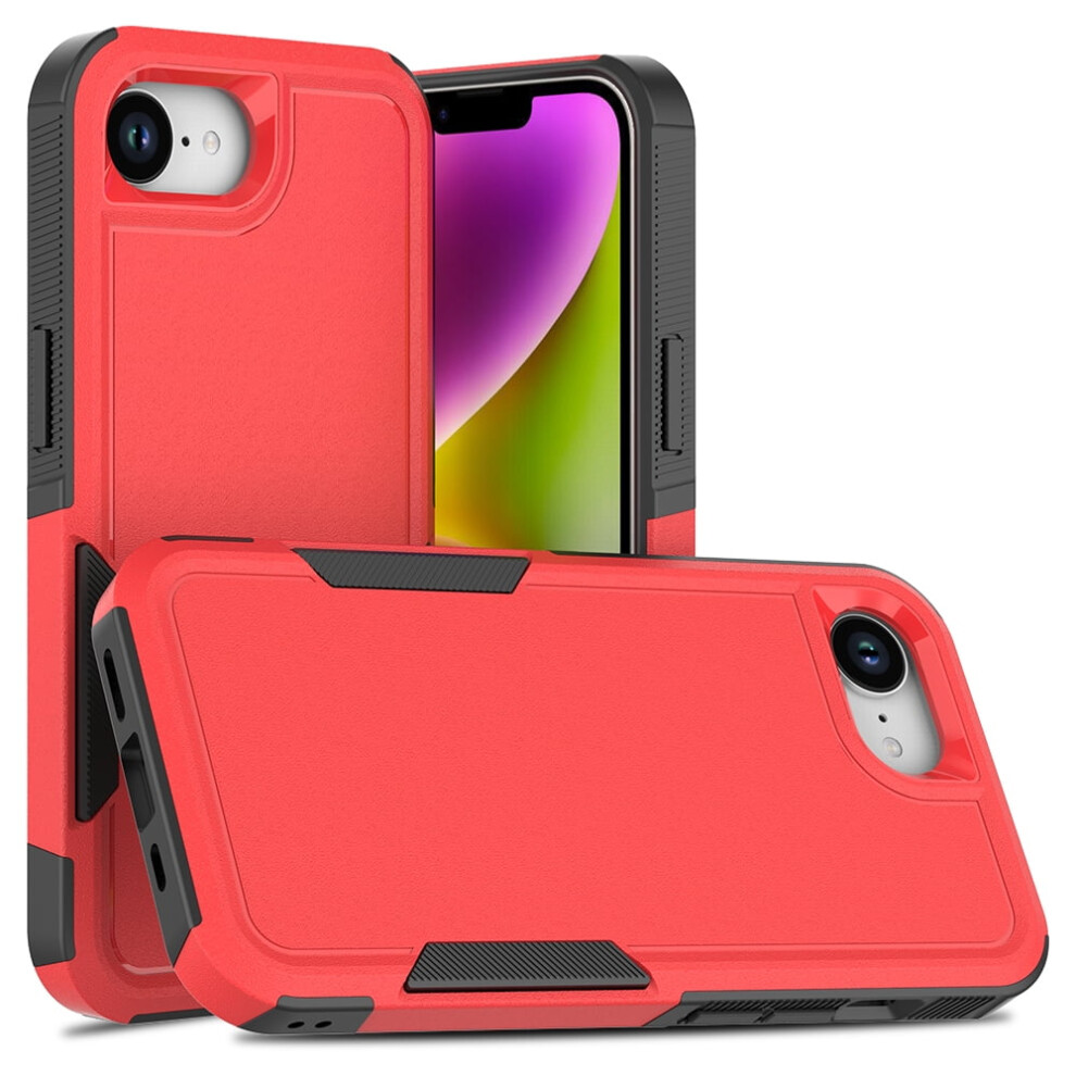 Defender Case For Iphone 16E 6.1" Â Heavy Duty 1-In-1 Rugged, Dustproof, Shockproof, Non-Slip Cover, (Compatible With Iphone 16E) Red 9485826668657