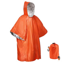 PE Aluminum Film Raincoat – Waterproof, Windproof Emergency Cloak for Camping, Hiking, Travel; Large Wind Hat & Extra Coverage; Multi-Purpose