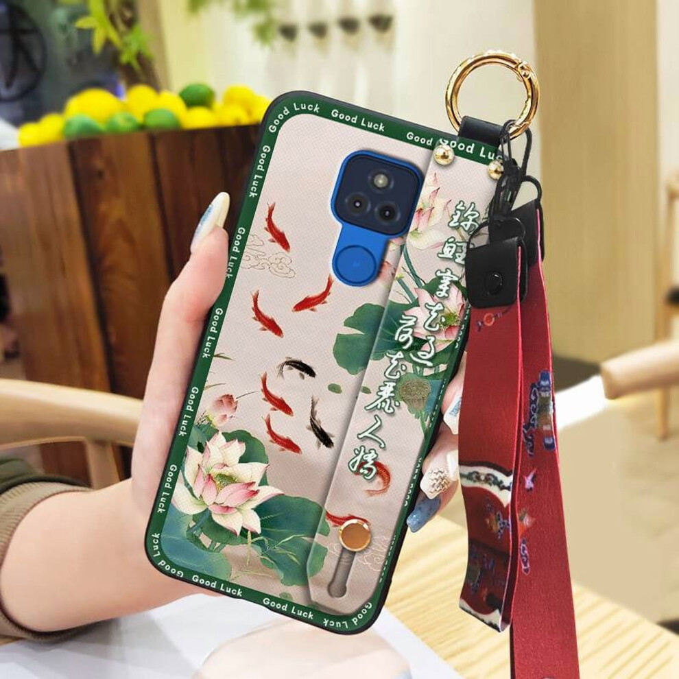 Moto G Play 2021 Phone Case With Lanyard, Anti-Knock Silicone Cover, Dustproof, Soft Chinese-Style Design For Mom & Elderly 9418476727962