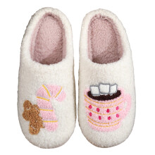 Pantoufles de Noël en coton unisexe blanches, taille unique