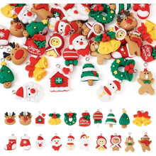 Breloques de Noël en résine Père Noël et bonhomme de neige (40 pièces)