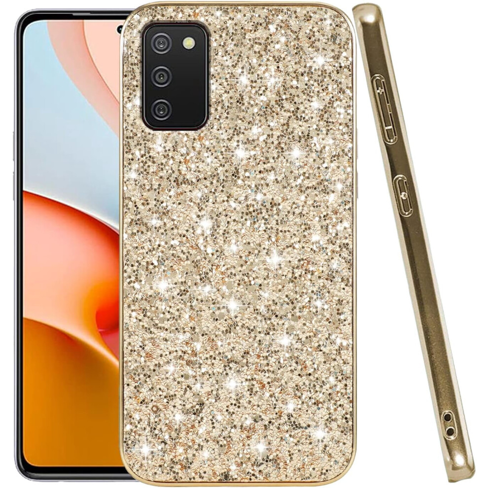Glitter Shockproof Case For Samsung A03s Â Bling Sparkly Soft Tpu/Pc Cover, Thin & Protective Gold 9152228565869