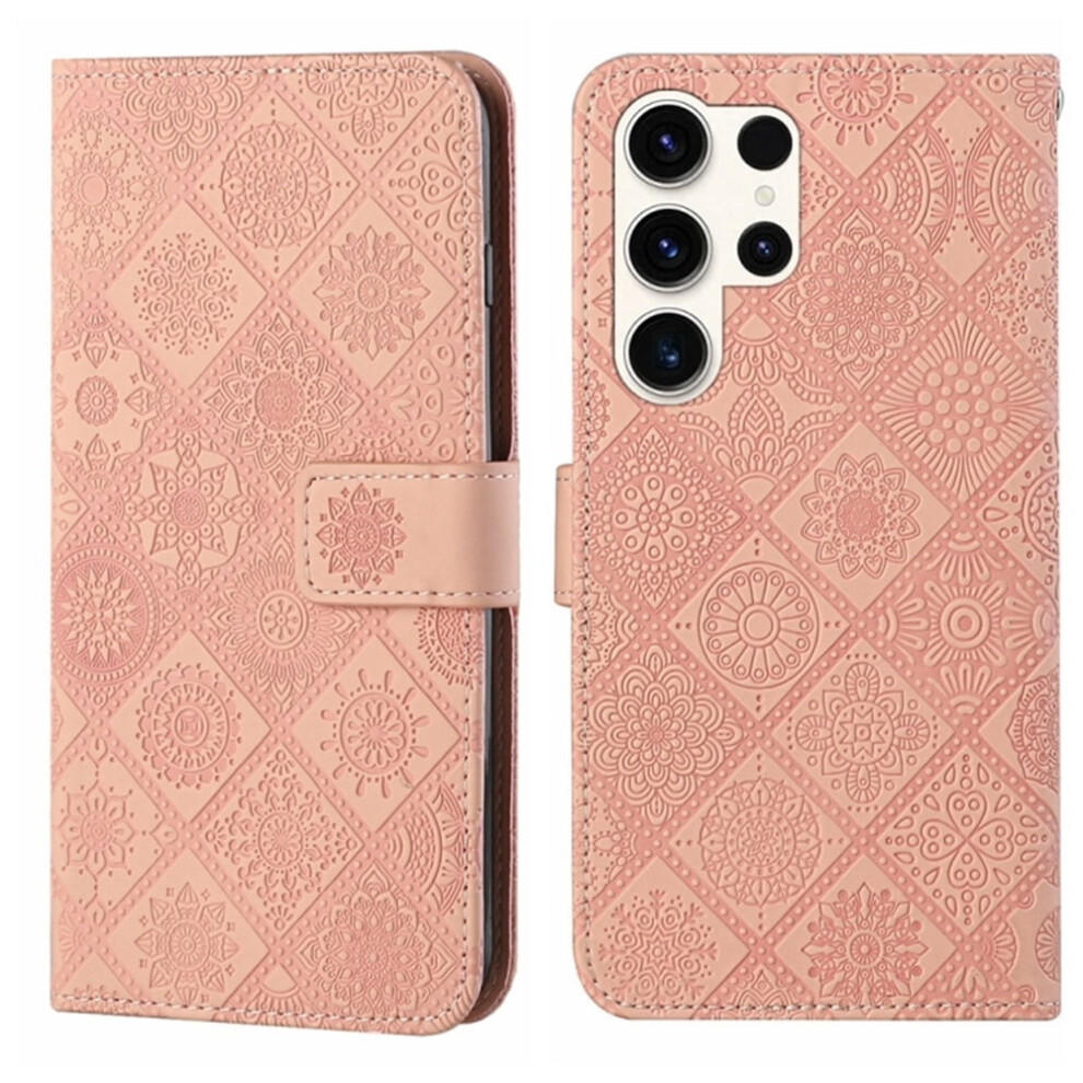 Pu Leather Flip Wallet Case With Magnetic Closure & Card Slots, Compatible With Samsung Galaxy S25 Ultra 5G 6.9" Pink 9418476729737